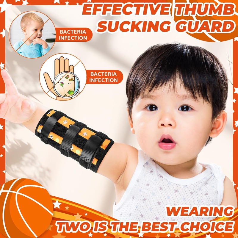 Threlaco 2 Pack Thumb Sucking Stop for Kids Toddlers Nail Biting Treatment Finger Sucking Deterrent Guard Prevention Anti Nose Picking Pediatric Elbow Immobilizer for Boys Girls 2-6 Years(Sport) - Image 3